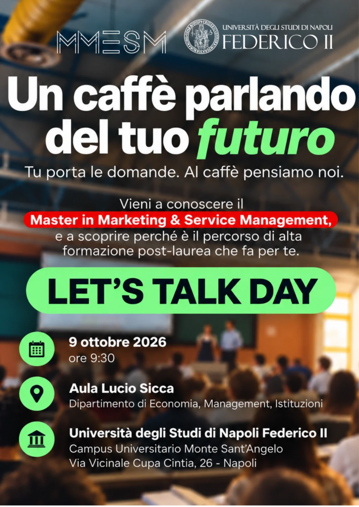 Locandina del Let's Talk Day: 9 ottobre 2026 ore 9:30, Aula Lucio Sicca, Campus di Monte Sant'Angelo, Napoli